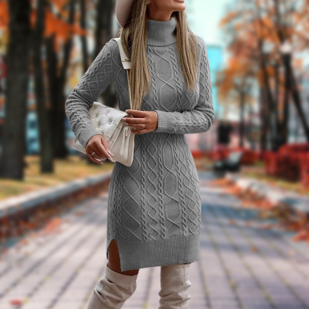 Jaimee Kleid | Gestricktes Winterkleid mit Rollkragen