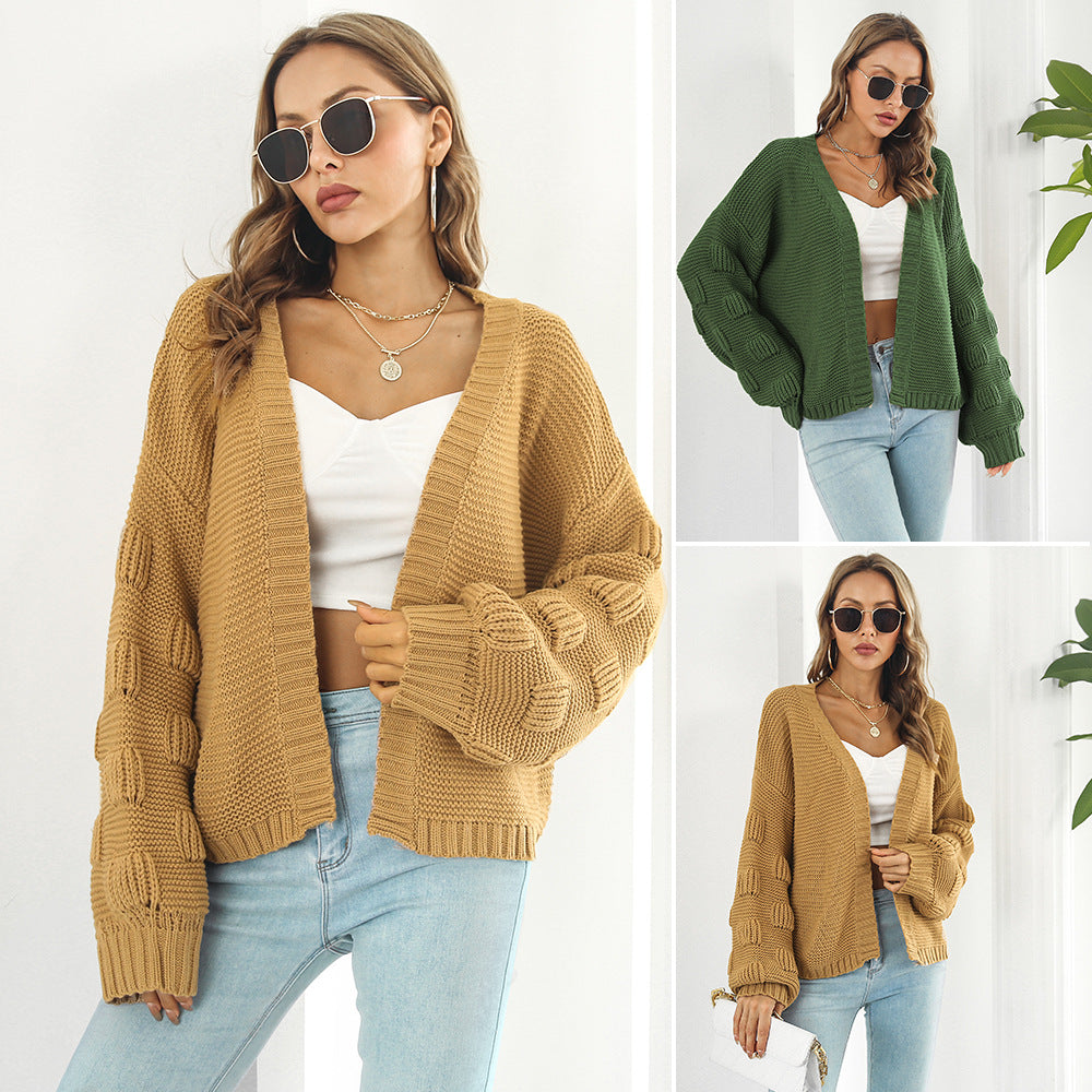 Lily-1 | Schicke & gemütliche Strickjacke mit Puffärmeln