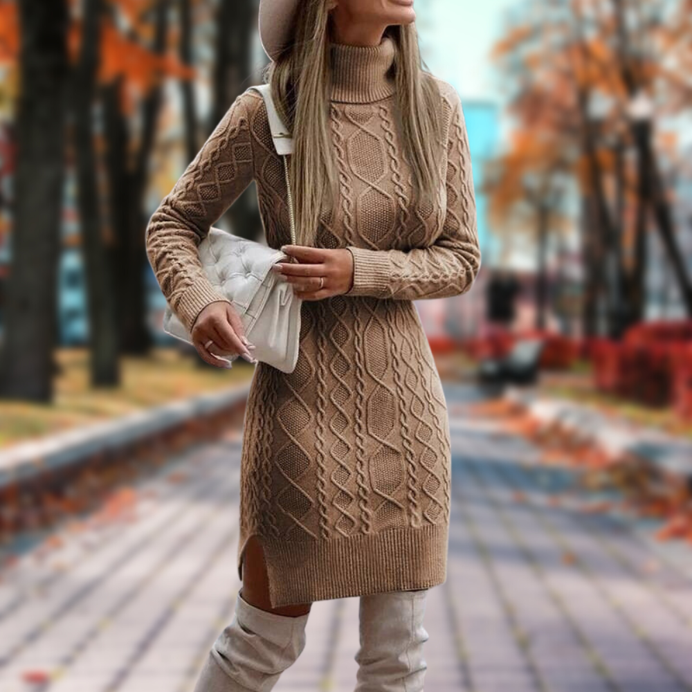 Jaimee Kleid | Gestricktes Winterkleid mit Rollkragen