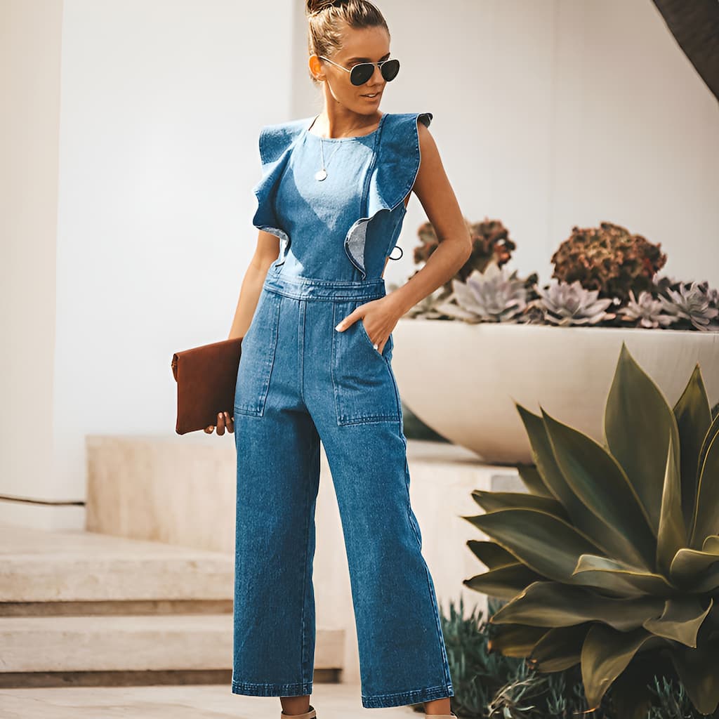 DenimDynasty™ Denim-Overall mit offenem Rücken