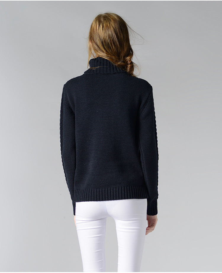 Andie Damen Rollkragenpullover mit langen Ärmeln und Kabelstrick