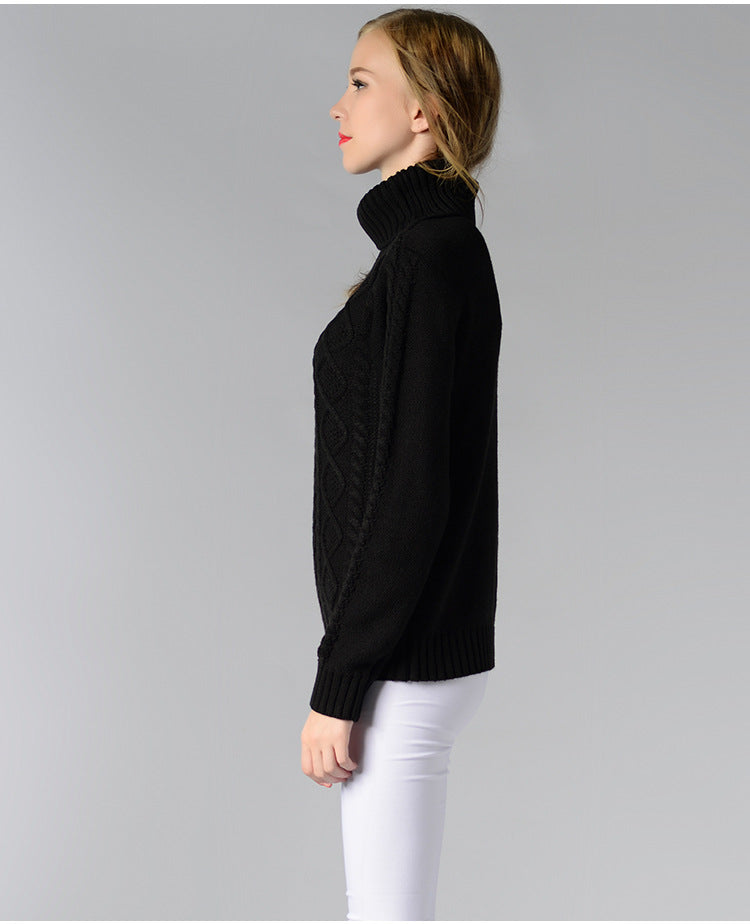 Andie Damen Rollkragenpullover mit langen Ärmeln und Kabelstrick