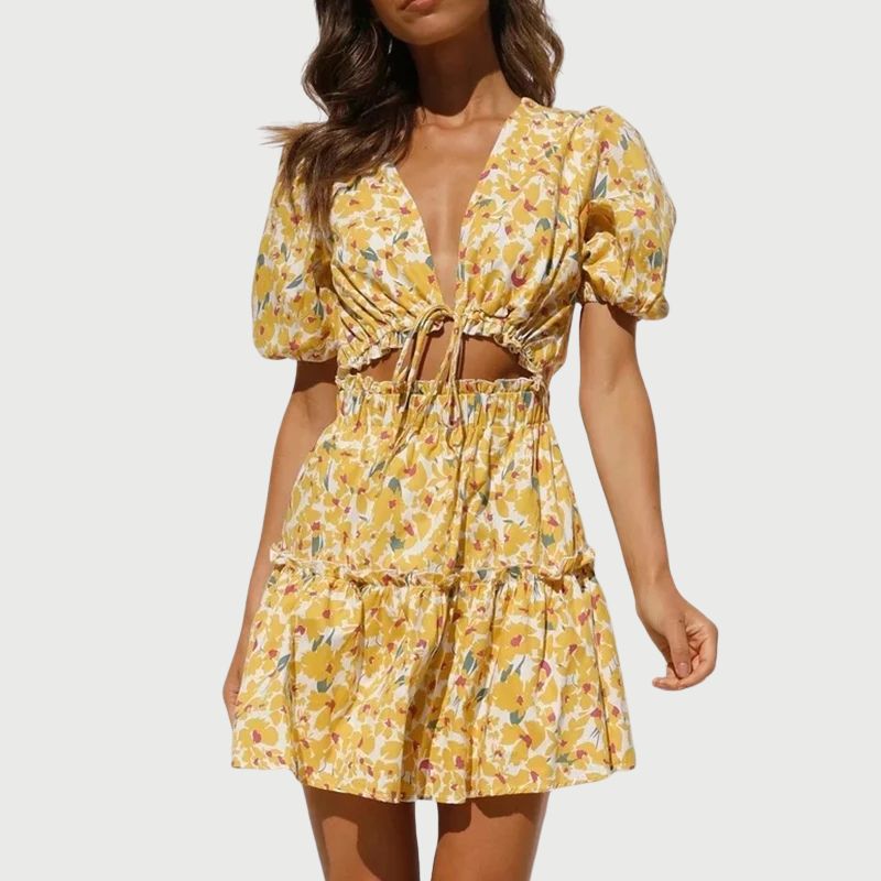 Delilah - Sonniger Blumen-Romper mit Bindungsdetail vorn