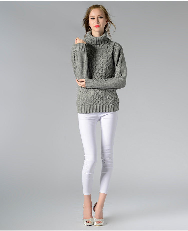 Celina Damen-Pullover mit Zopfmuster und Rollkragen und langen Ärmeln