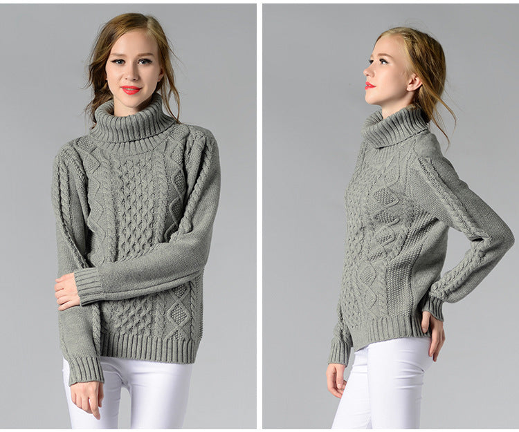 Celina Damen-Pullover mit Zopfmuster und Rollkragen und langen Ärmeln