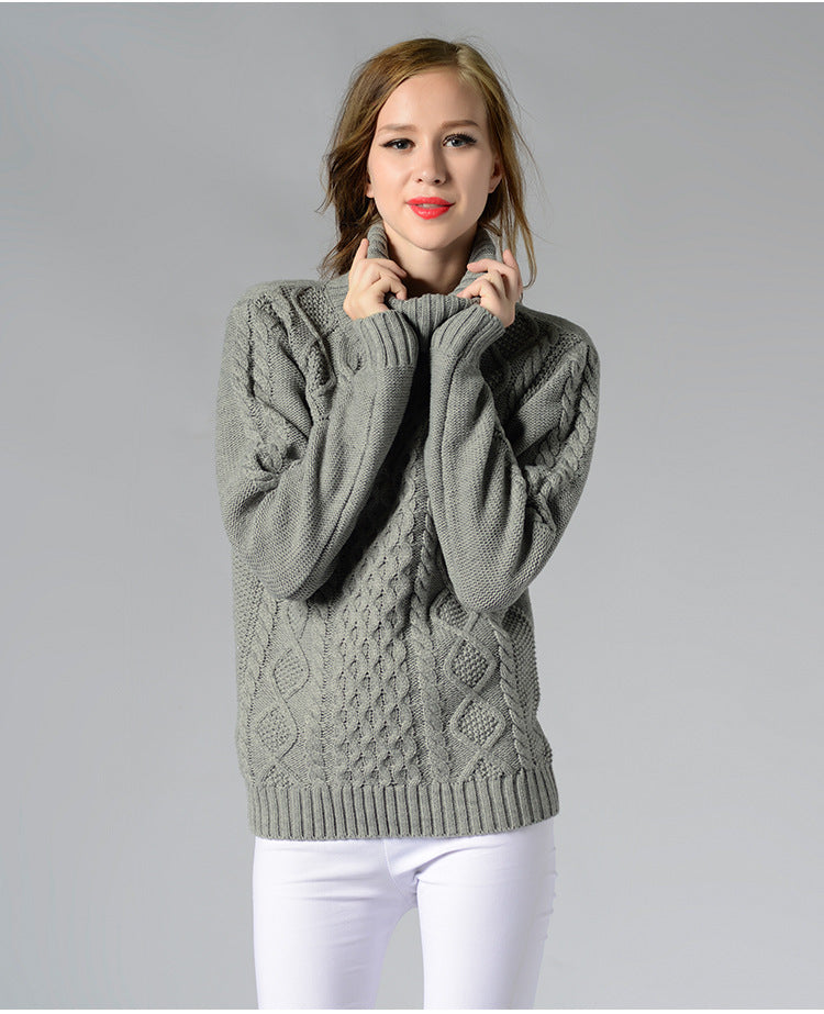 Andie Damen Rollkragenpullover mit langen Ärmeln und Kabelstrick