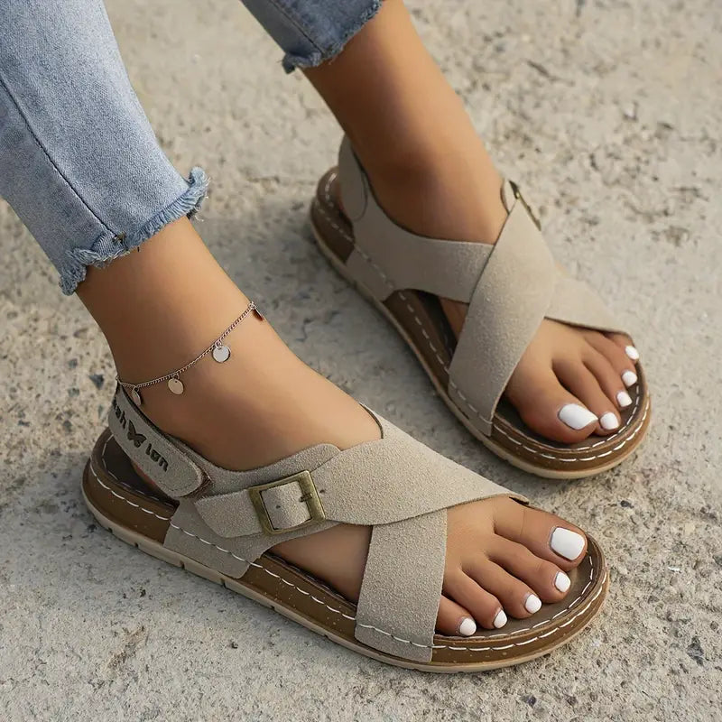 Kreuzie Kreuzen Sie Riemen Plattform weiche Sohle Sandalen