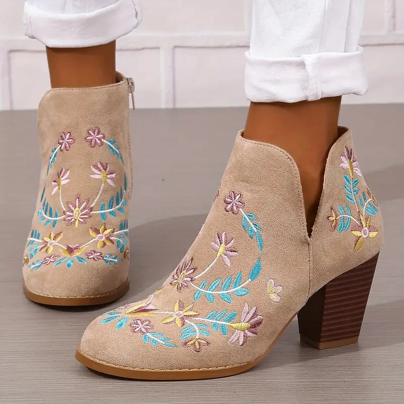 Dane-2 Damen-Stiefeletten mit Blumenstickerei