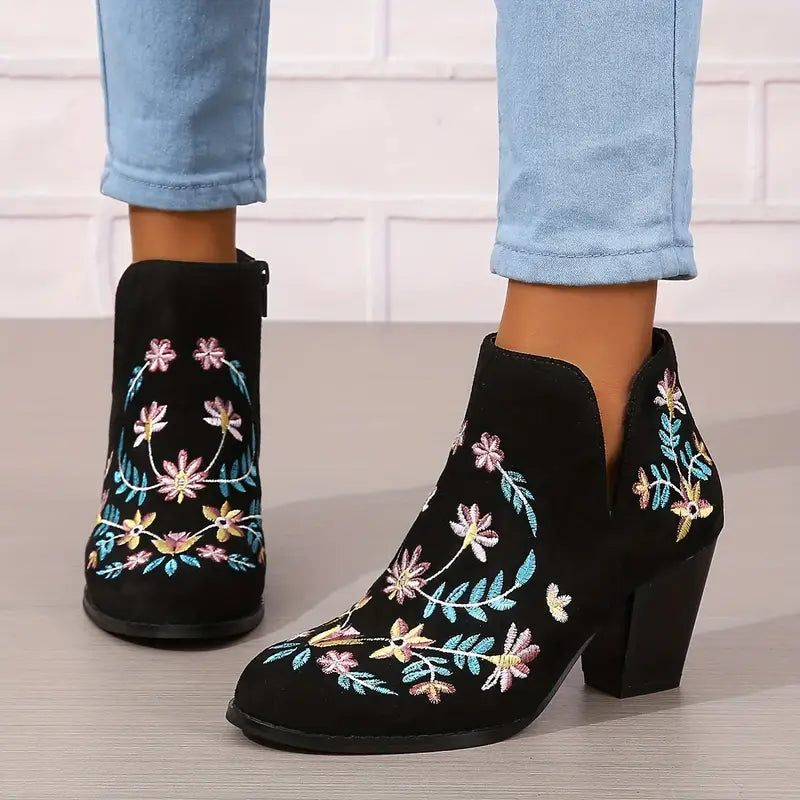 Dane-2 Damen-Stiefeletten mit Blumenstickerei