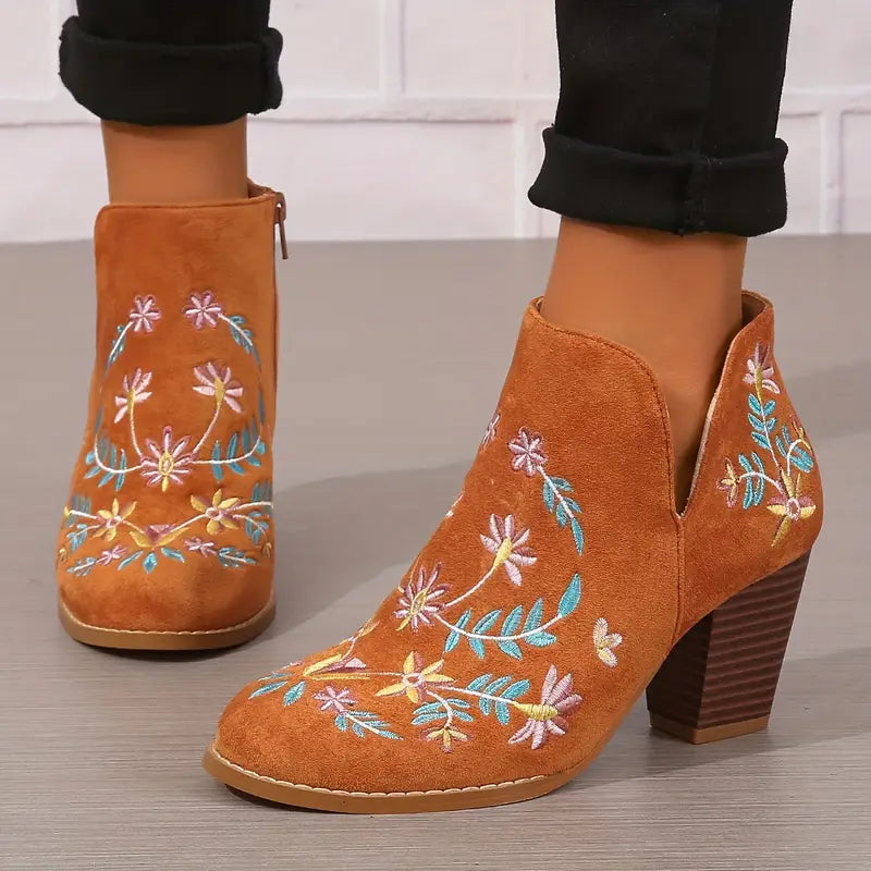 Dane-2 Damen-Stiefeletten mit Blumenstickerei