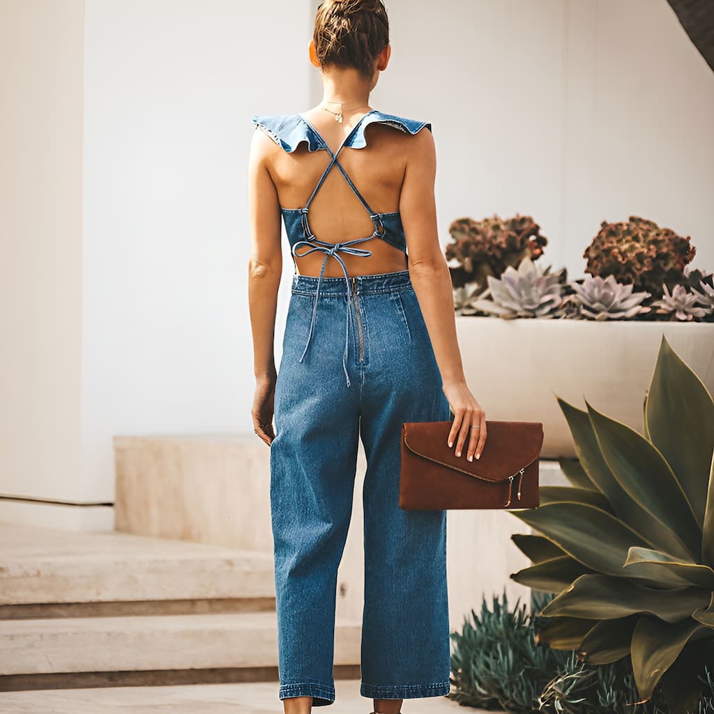 DenimDynasty | Denim-Overall mit offenem Rücken