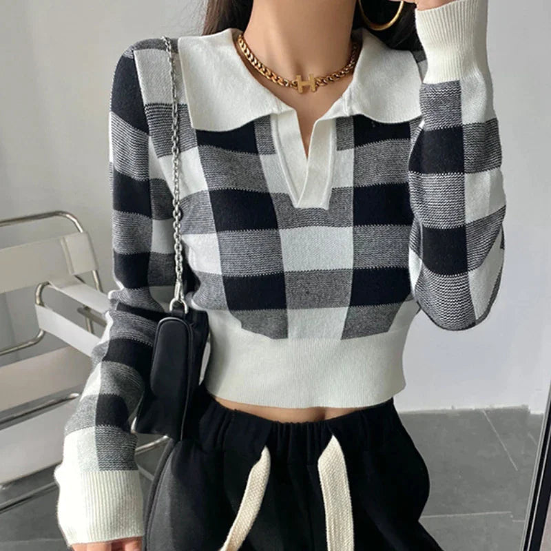 Steph Schicke gemütliche Strick-Crop Tops für Herbst-Winter-Mode