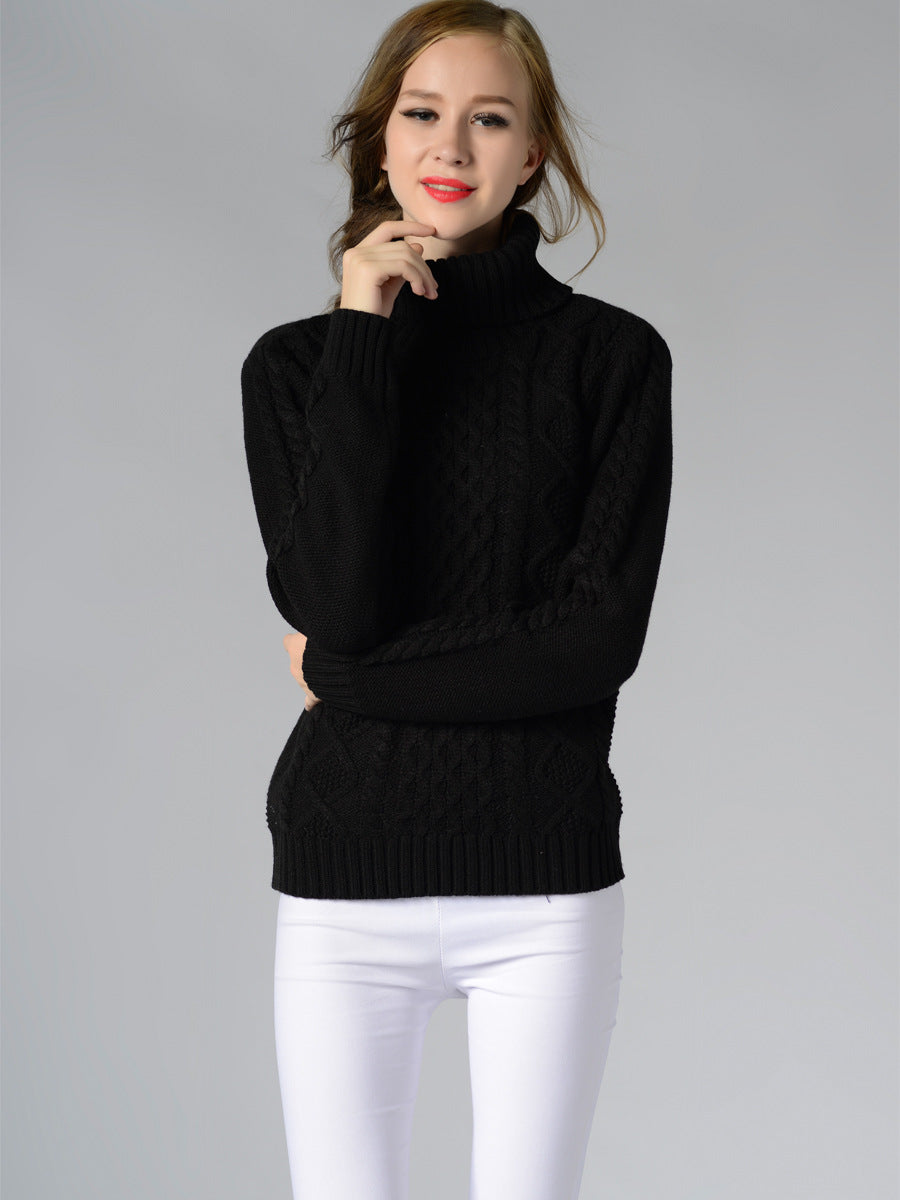 Andie Damen Rollkragenpullover mit langen Ärmeln und Kabelstrick