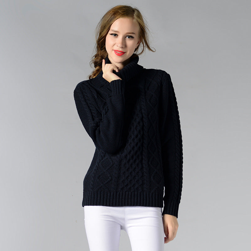 Celina Damen-Pullover mit Zopfmuster und Rollkragen und langen Ärmeln