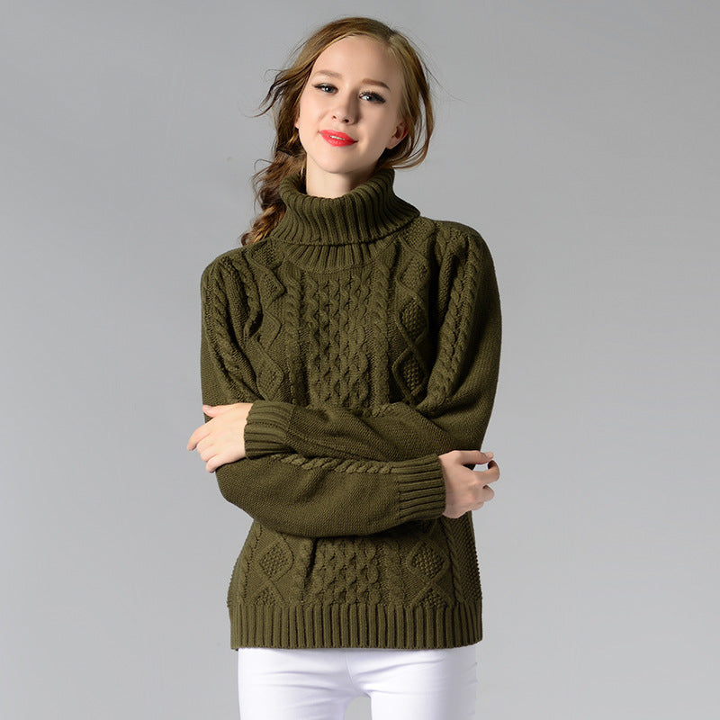 Celina Damen-Pullover mit Zopfmuster und Rollkragen und langen Ärmeln