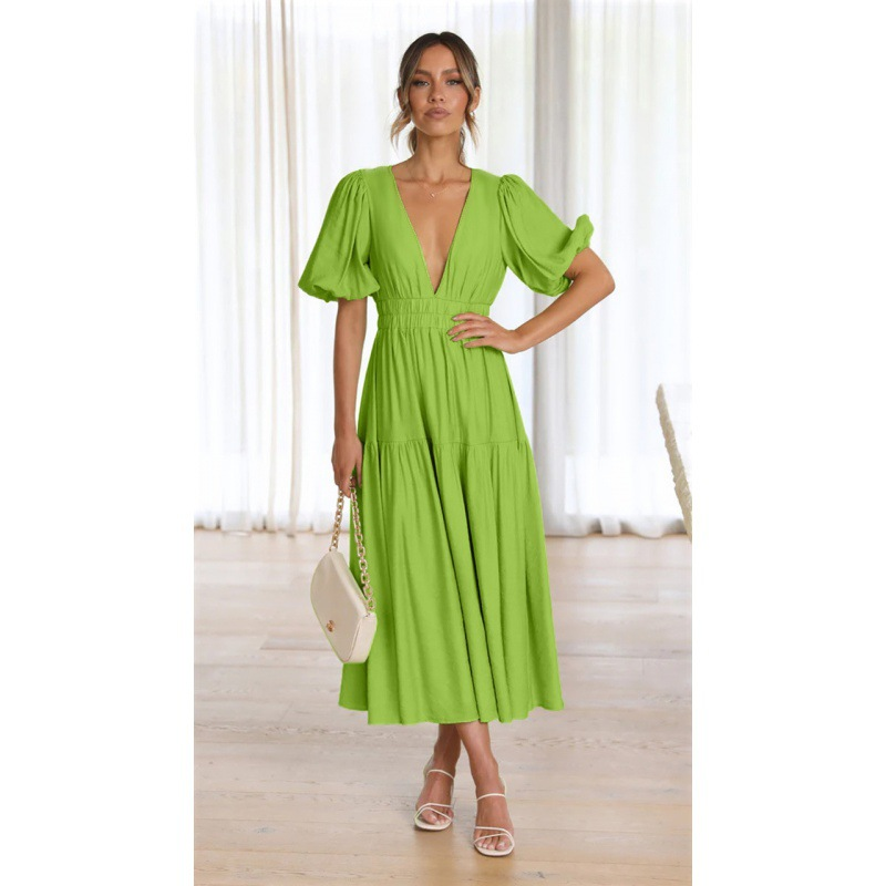 Elia | Kleid mit V-Ausschnitt und Puffärmeln