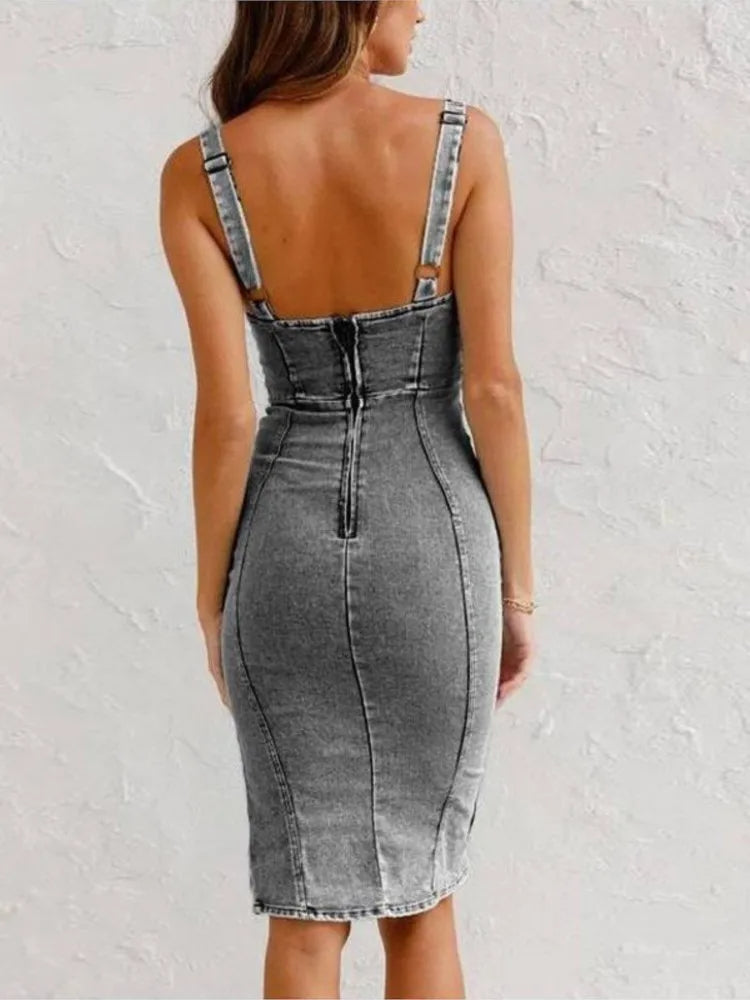 Ysabel - Denim-Kleid mit verstellbaren Trägern