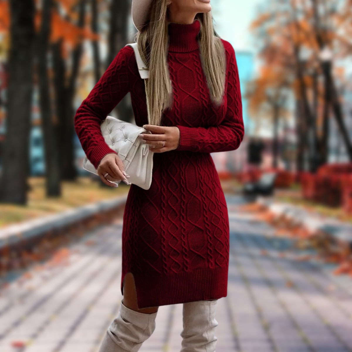 Jaimee Kleid - Gestricktes Winterkleid mit Rollkragen