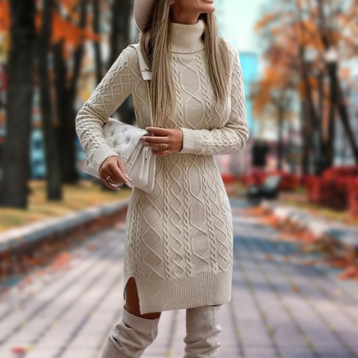 Jaimee Kleid - Gestricktes Winterkleid mit Rollkragen